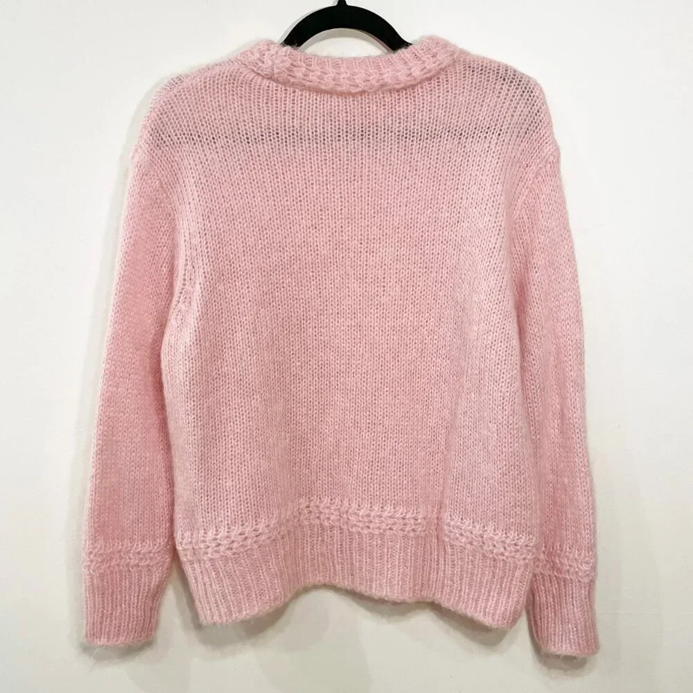 EUC Sezane Chuck Mohair Alpaca Crewneck Sweater Pink Small - Picture 3 of 6